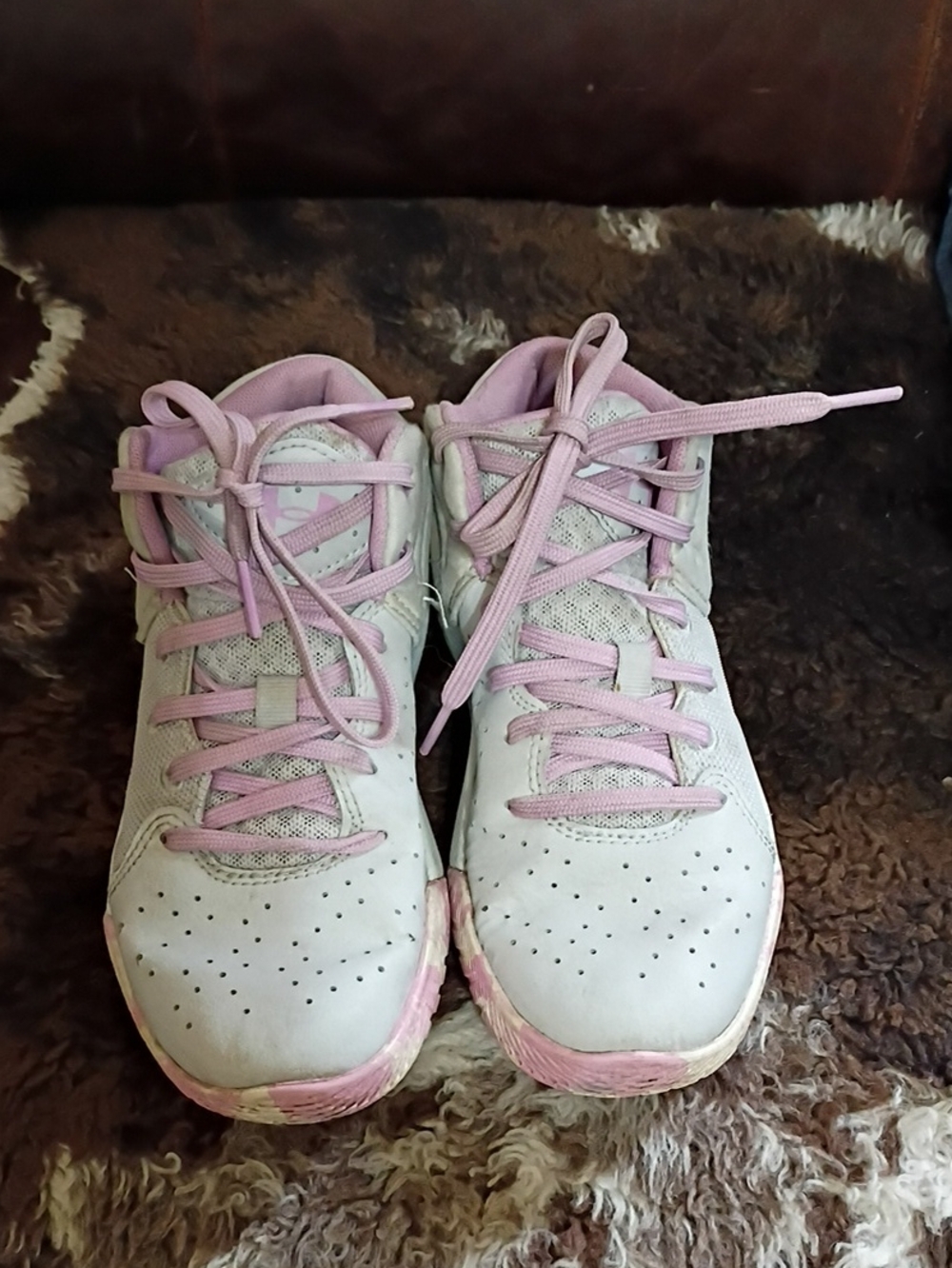 Under Armour Girls White and Pink Sneakers